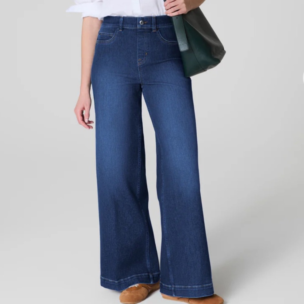 Spanx dark grey Wide-Leg Jeans - worn once!